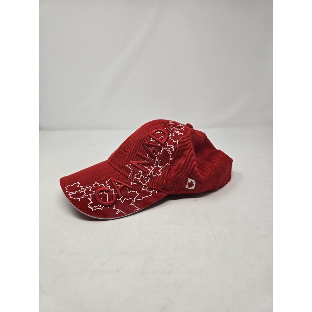 Canada Embroidered Logo and Leaves Red Adjustable Cap
